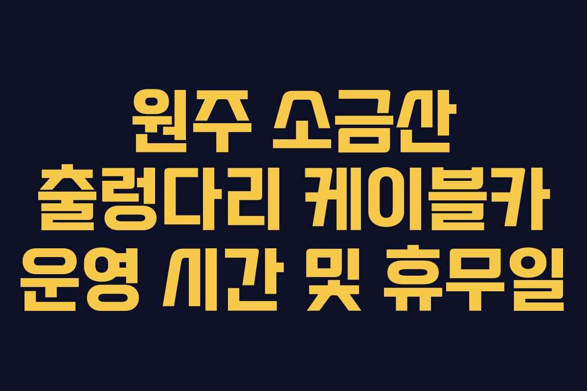 원주 소금산 출렁다리 케이블카 운영 시간 및 휴무일