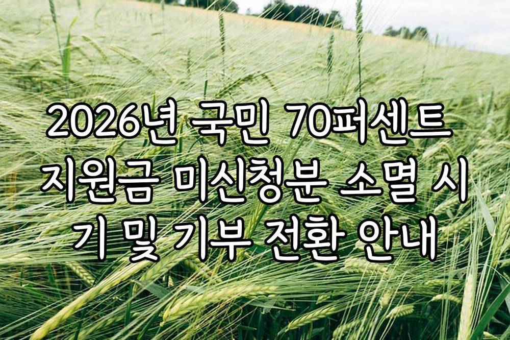 2026년 국민 70퍼센트 지원금 미신청분 소멸 시기 및 기부 전환 안내
