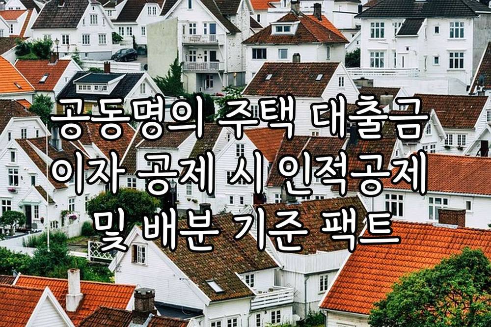 공동명의 주택 대출금 이자 공제 시 인적공제 및 배분 기준 팩트