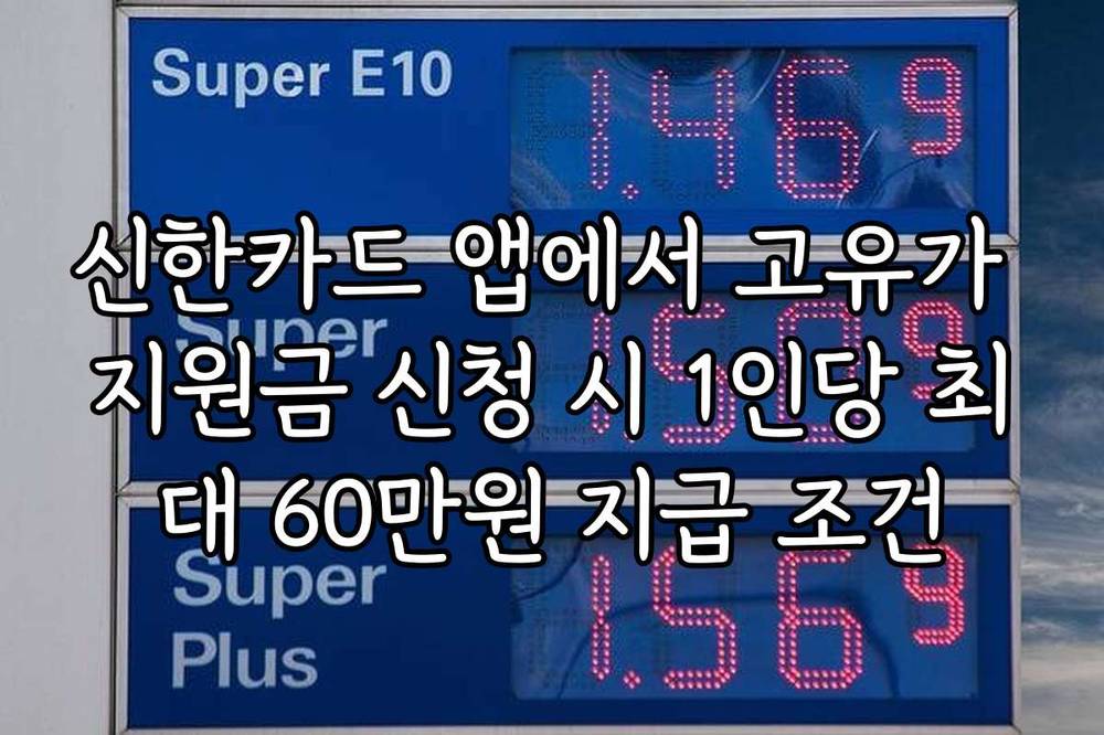 신한카드 앱에서 고유가 지원금 신청 시 1인당 최대 60만원 지급 조건