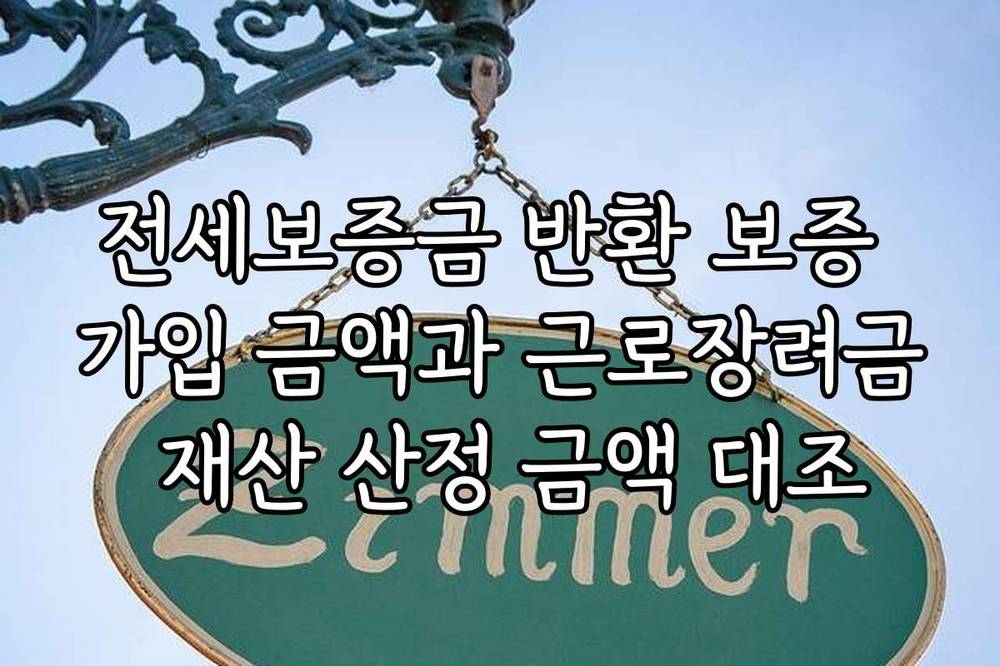 전세보증금 반환 보증 가입 금액과 근로장려금 재산 산정 금액 대조