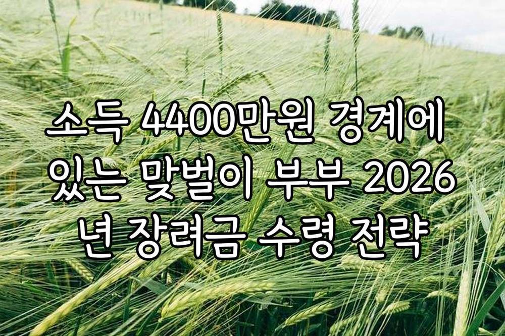 소득 4400만원 경계에 있는 맞벌이 부부 2026년 장려금 수령 전략
