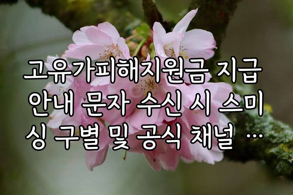 고유가피해지원금 지급 안내 문자 수신 시 스미싱 구별 및 공식 채널 확인