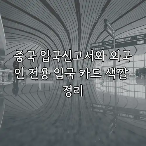 중국 입국신고서와 외국인 전용 입국 카드 색깔 정리