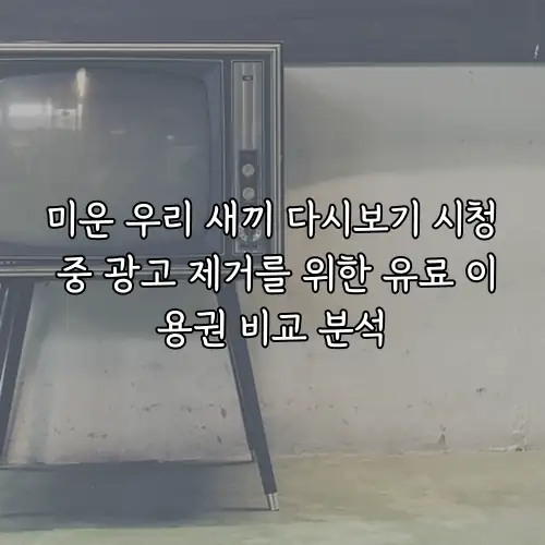 미운 우리 새끼 다시보기 시청 중 광고 제거를 위한 유료 이용권 비교 분석