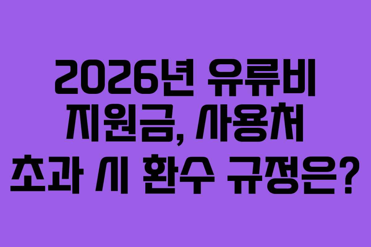 2026년 유류비 지원금, 사용처 초과 시 환수 규정은?
