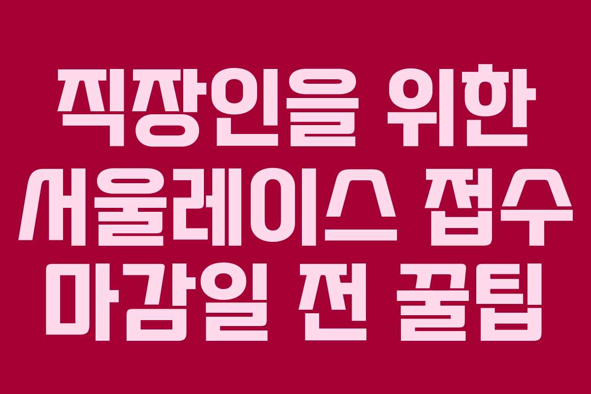 직장인을 위한 서울레이스 접수 마감일 전 꿀팁