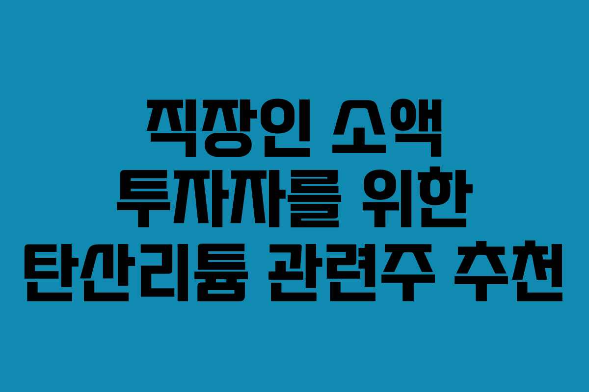 직장인-소액-투자자를-위한-탄산리튬-관련주-추천