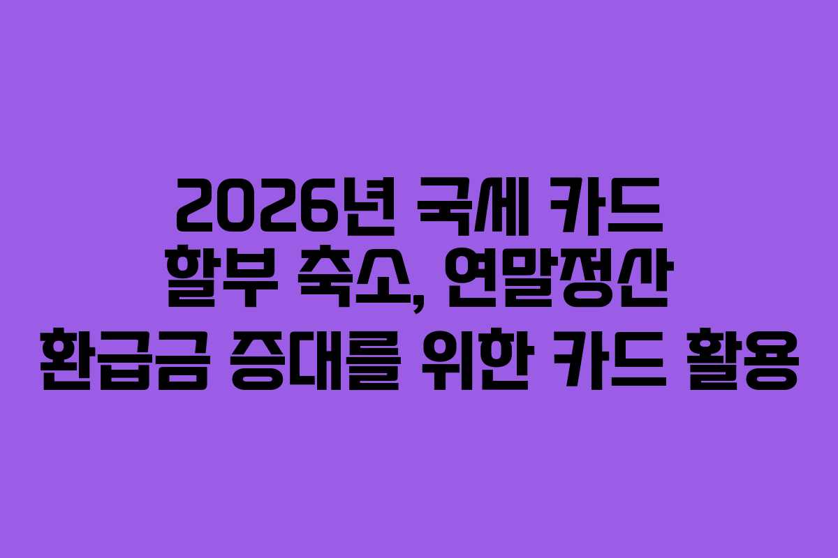2026년-국세-카드-할부-축소,-연말정산-환급금-증대를-위한-카드-활용