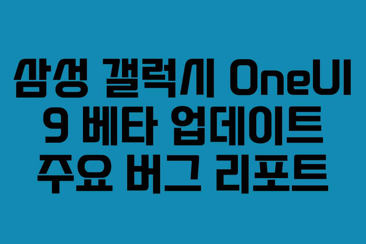 삼성-갤럭시-OneUI-9-베타-업데이트-주요-버그-리포트