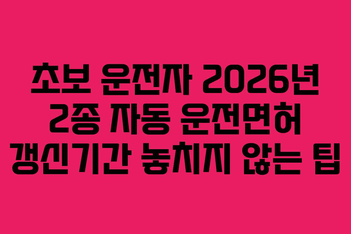 초보-운전자-2026년-2종-자동-운전면허-갱신기간-놓치지-않는-팁