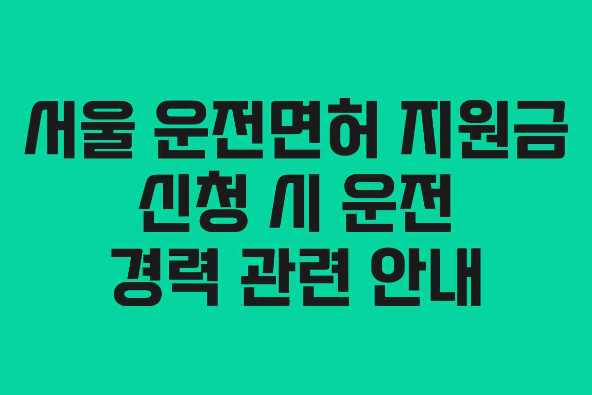 서울-운전면허-지원금-신청-시-운전-경력-관련-안내