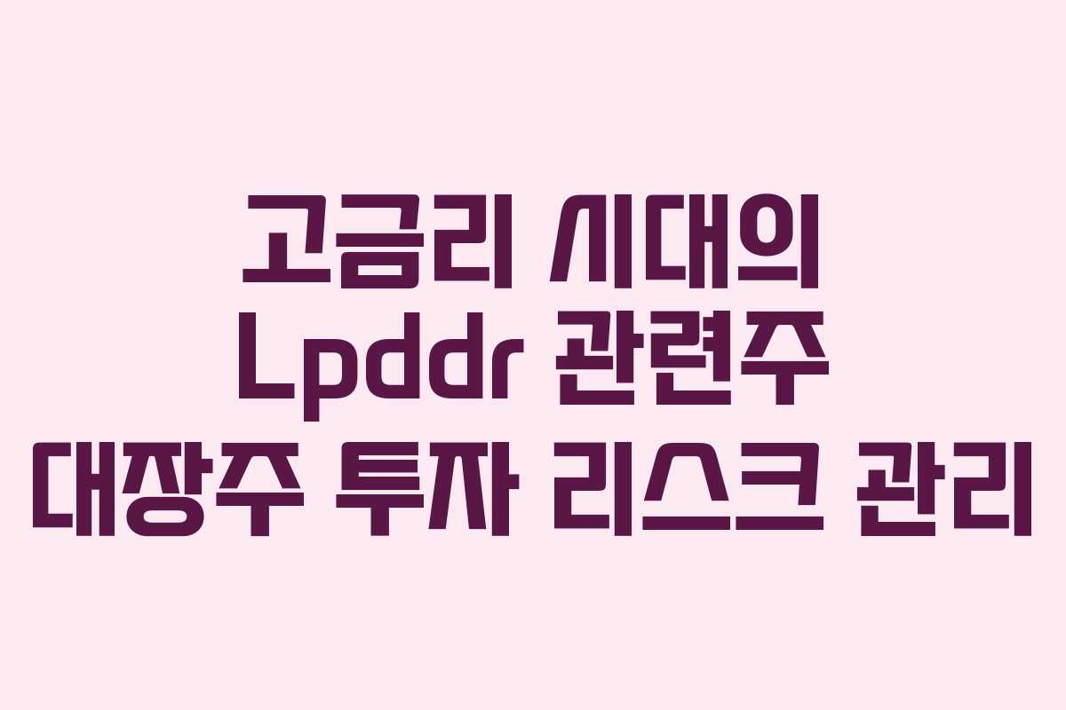 고금리-시대의-Lpddr-관련주-대장주-투자-리스크-관리