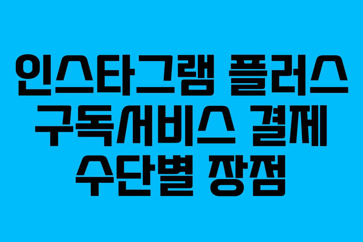 인스타그램-플러스-구독서비스-결제-수단별-장점