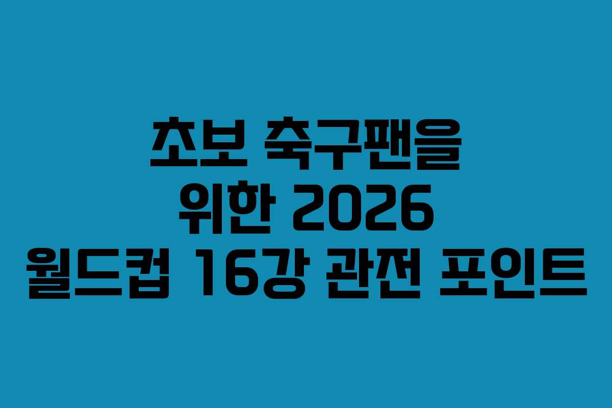 초보-축구팬을-위한-2026-월드컵-16강-관전-포인트